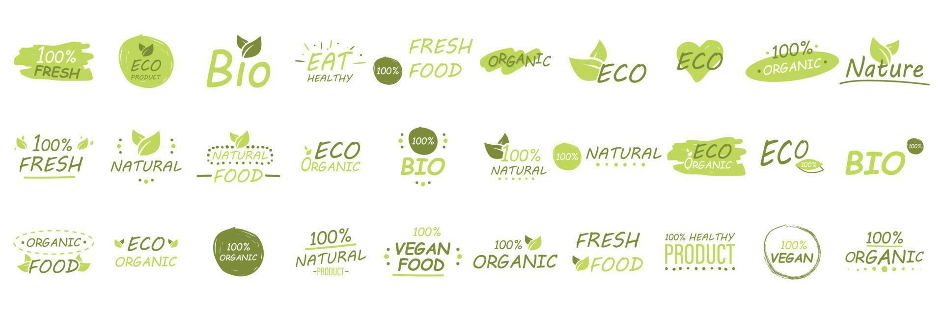 Organic product emblem collection vector icons