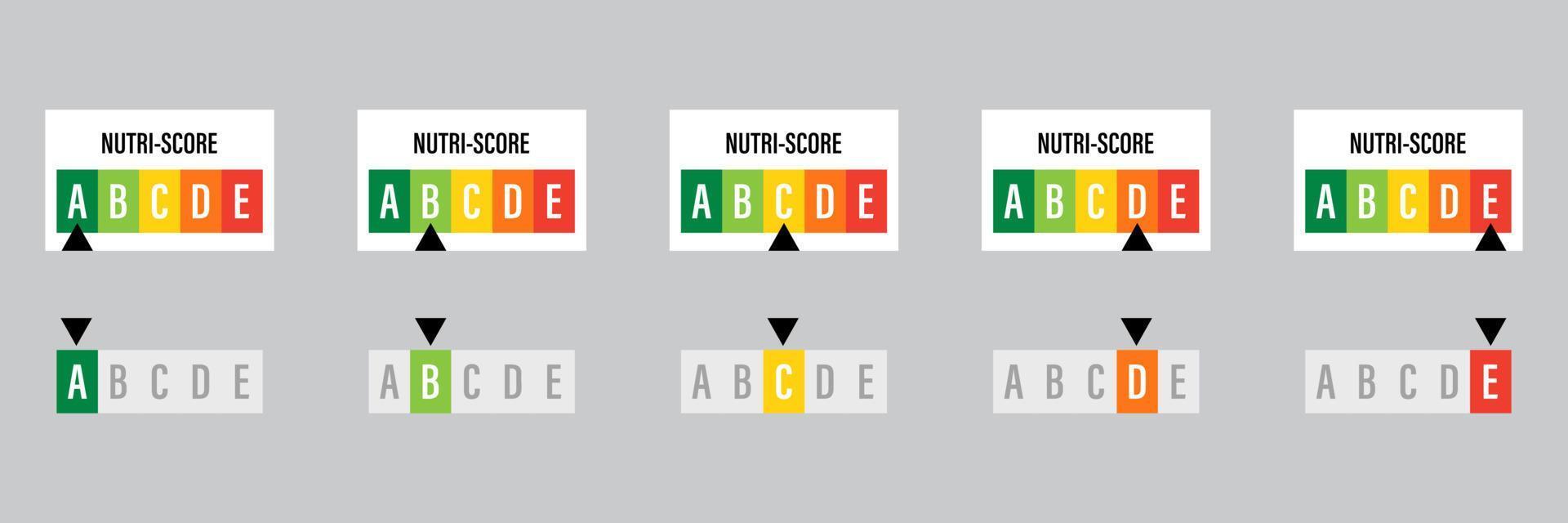 Nutri score vertical stickers set vector