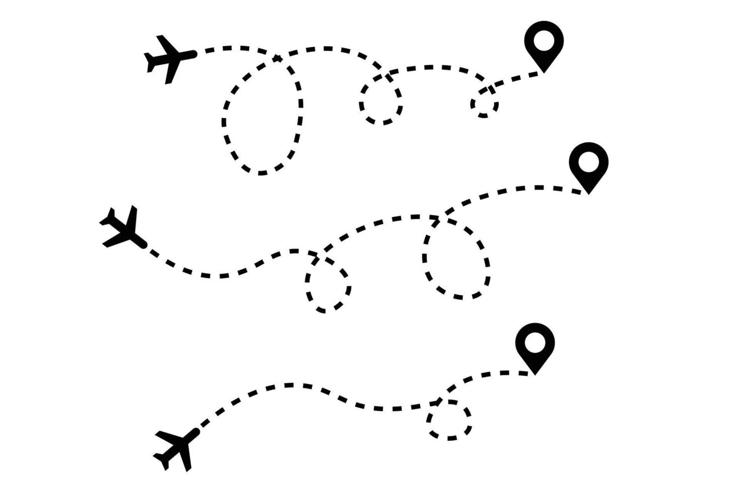 Plane and track icon collection on a white background. Vector illustration