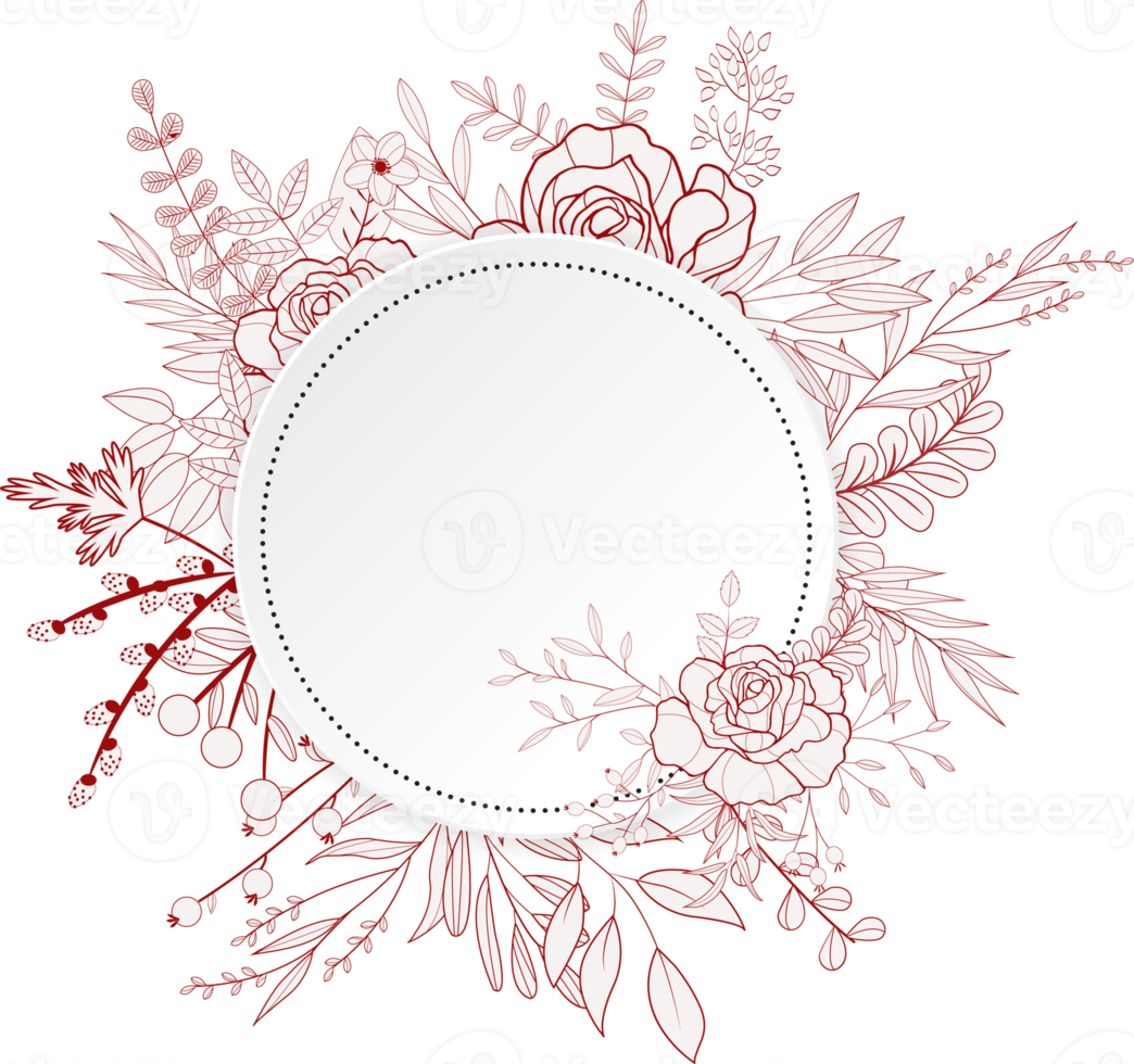flower frame wreath  ring watercolor illustration png