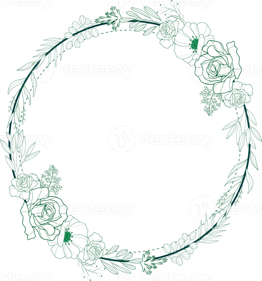 flower frame wreath  ring watercolor illustration png