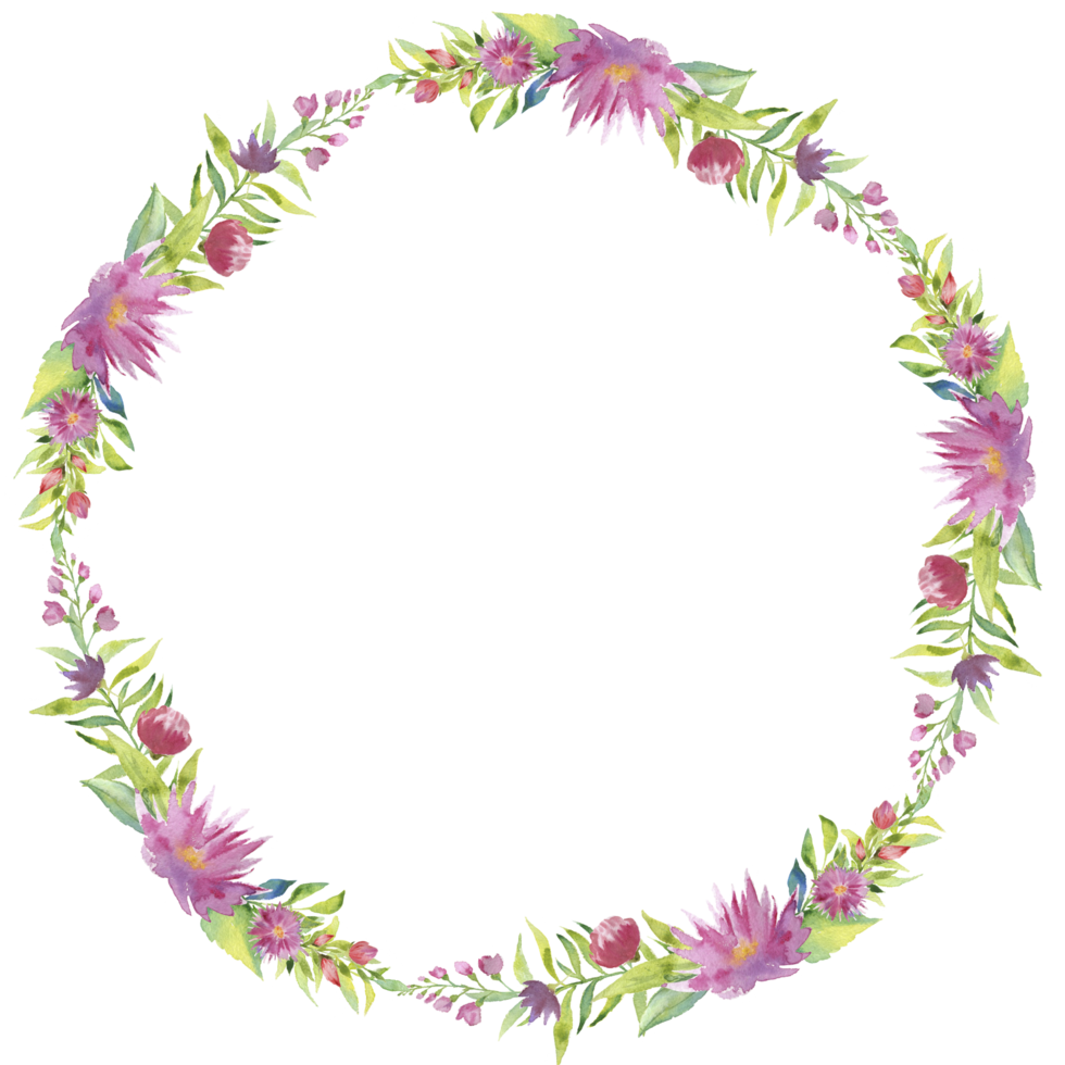 flower frame wreath  ring watercolor illustration png