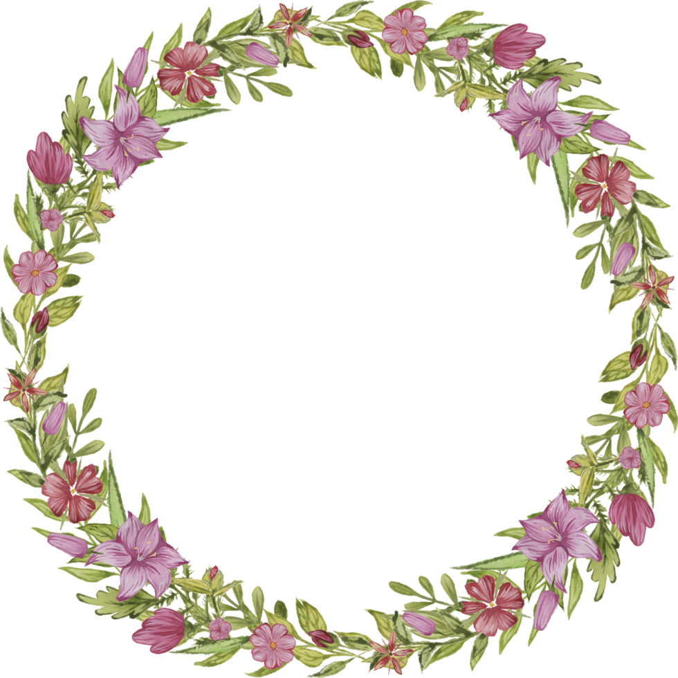 flower frame wreath  ring watercolor illustration png