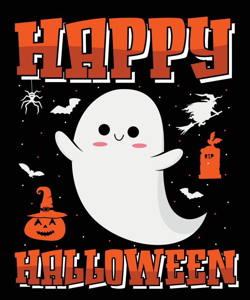 Halloween Pumpkin Ghost Spooky 2022 graphic vector silhouette tshirt design