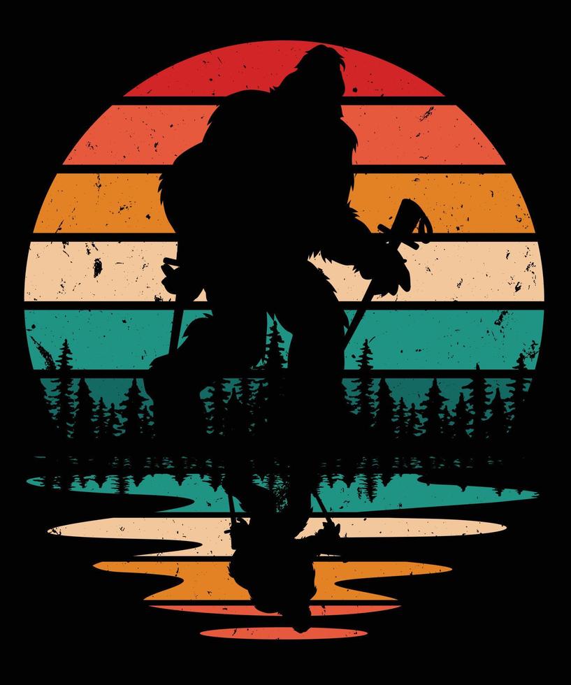 Hiking sunset vintage graphic vector silhouette tshirt design