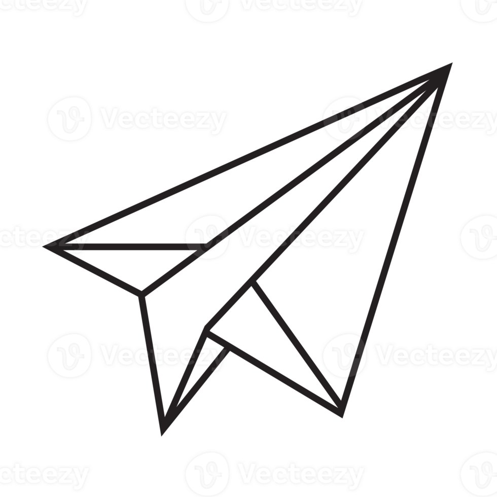 diseño de ilustración de origami de avión de papel. arte lineal geométrico para icono, logotipo, elemento de diseño, etc. png