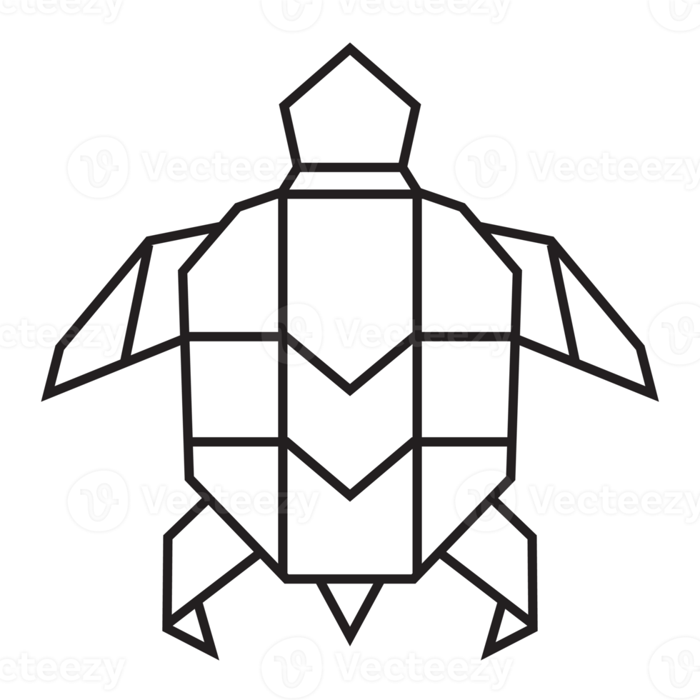 diseño de ilustración de origami de tortuga. arte lineal geométrico para icono, logotipo, elemento de diseño, etc. png
