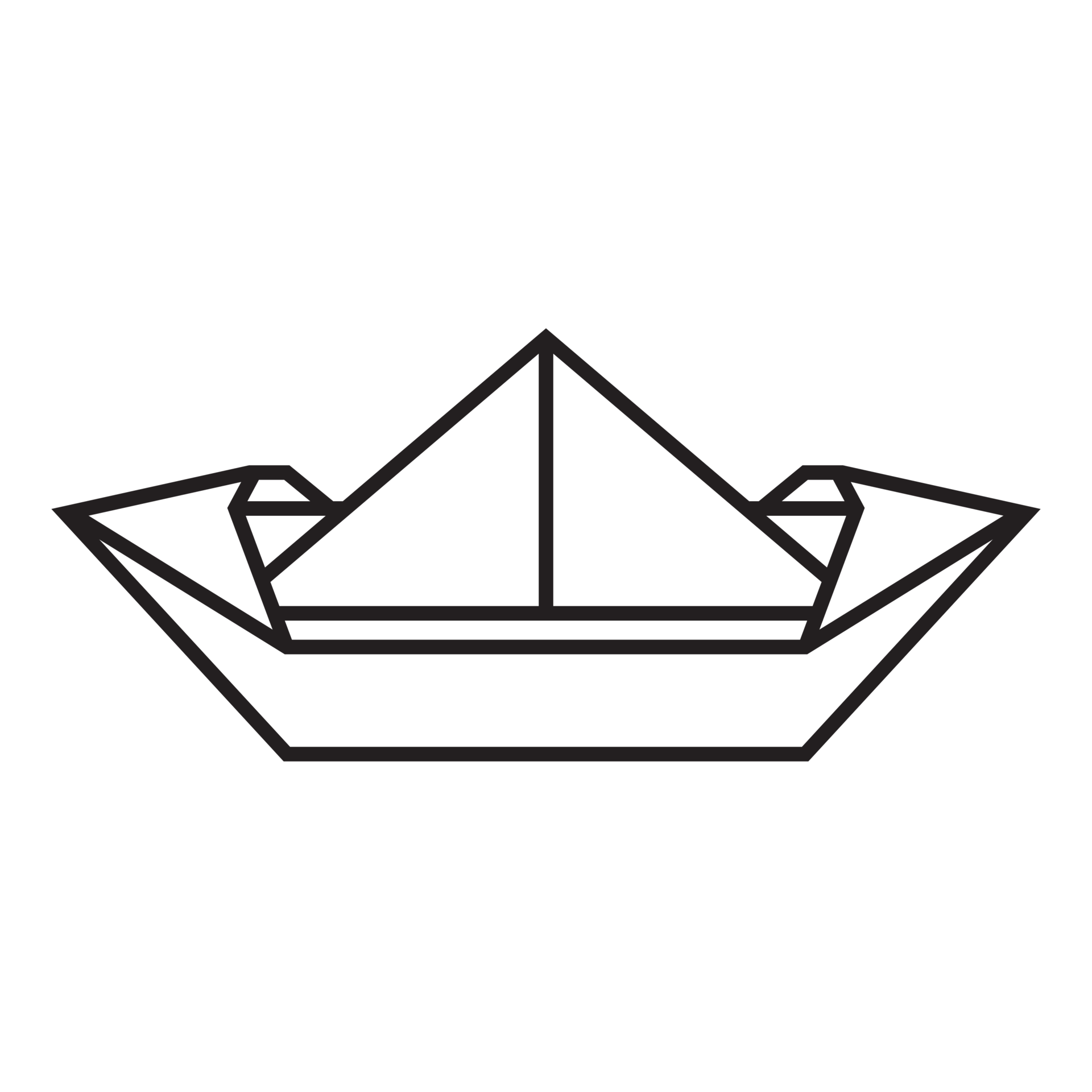 paper boat origami illustration design. line art geometric for icon