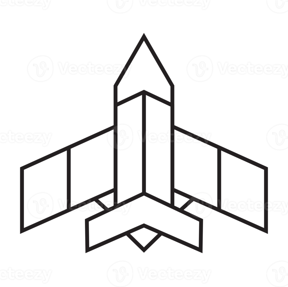 projeto de ilustração de origami de avião. arte de linha geométrica para ícone, logotipo, elemento de design, etc png