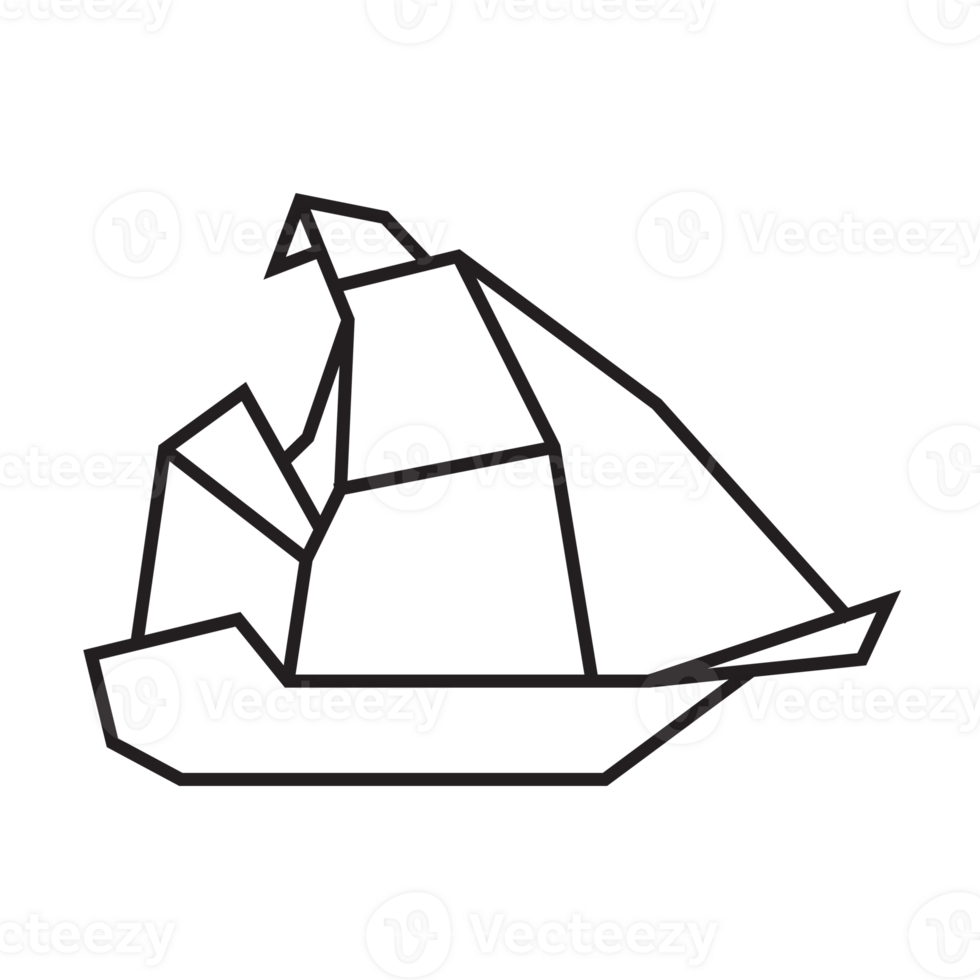 pinisi ship origami illustration design. line art geometric for icon, logo, design element, etc png