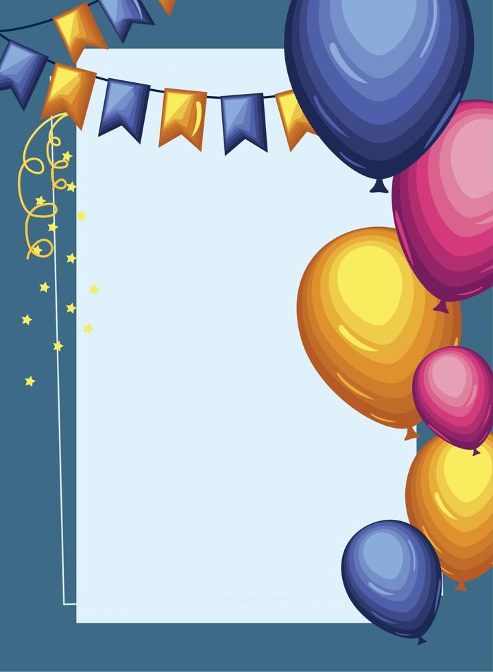 empavesado de cumpleaños y globos vector
