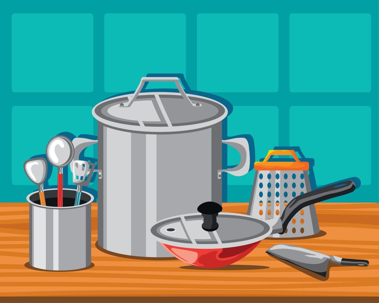 metal kitchen utensils vector