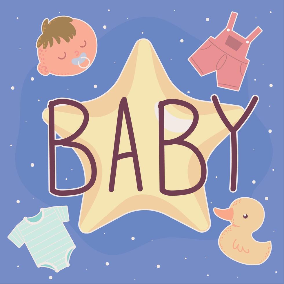 baby text and toys vector