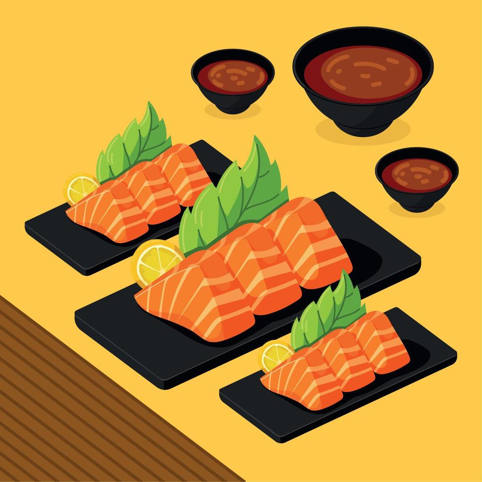 comida japonesa pescado vector