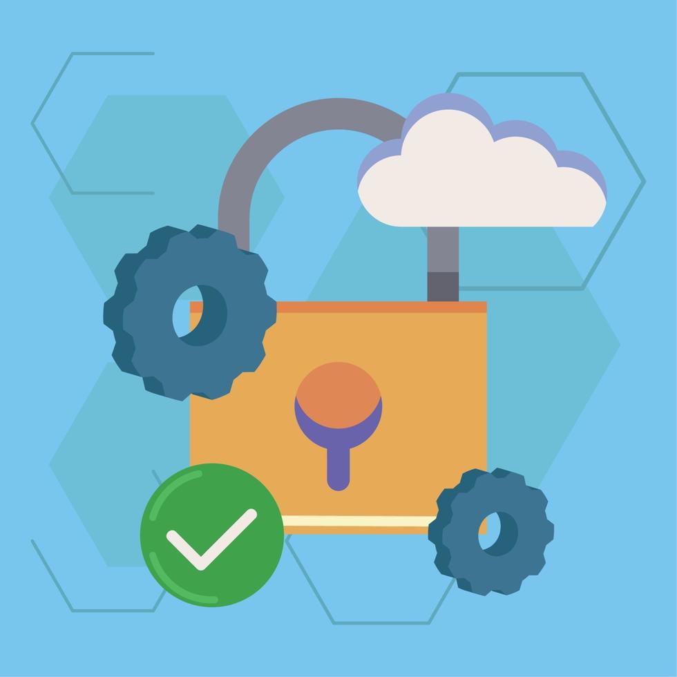 cybersecurity padlock protection vector