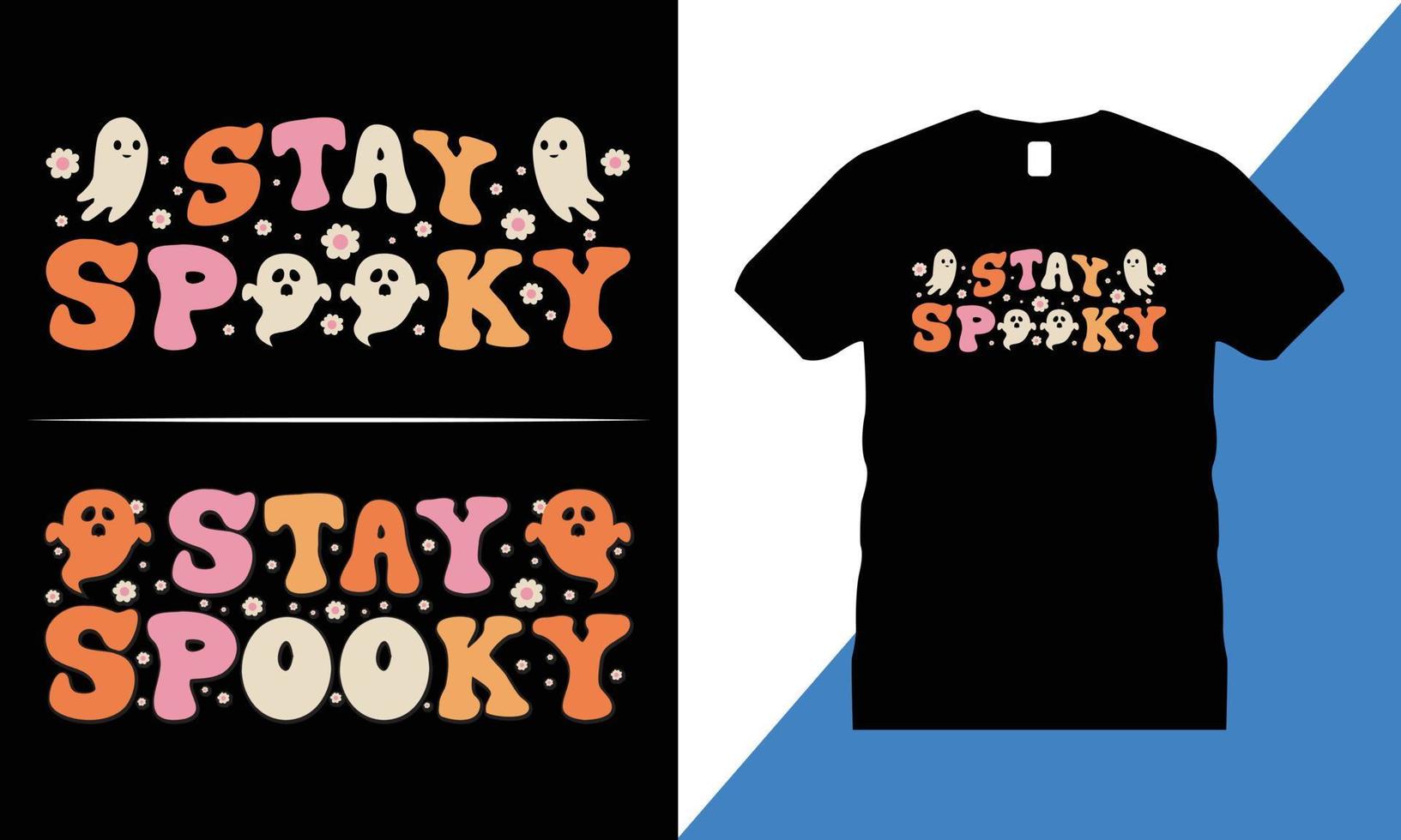 Halloween Retro groovy Graphic T-shirt Design Vector. Spooky, Pumpkin, Stay Spooky, vector