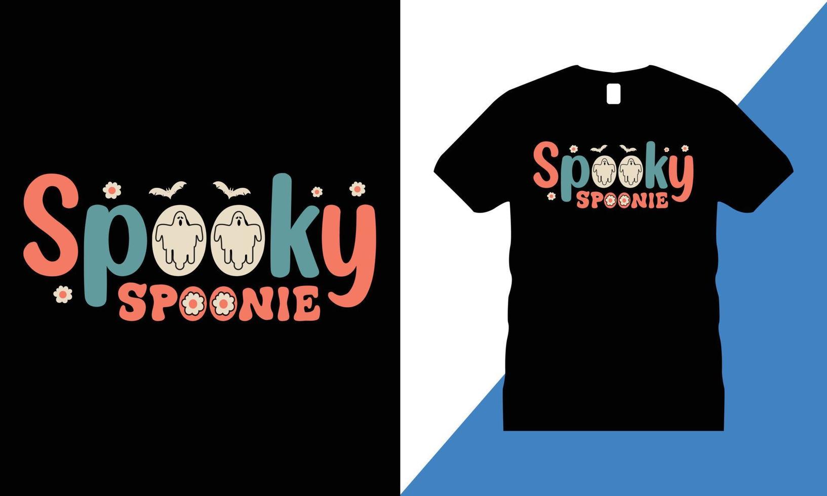 Halloween Retro groovy Graphic T-shirt Design Vector. Spooky, Pumpkin, vector