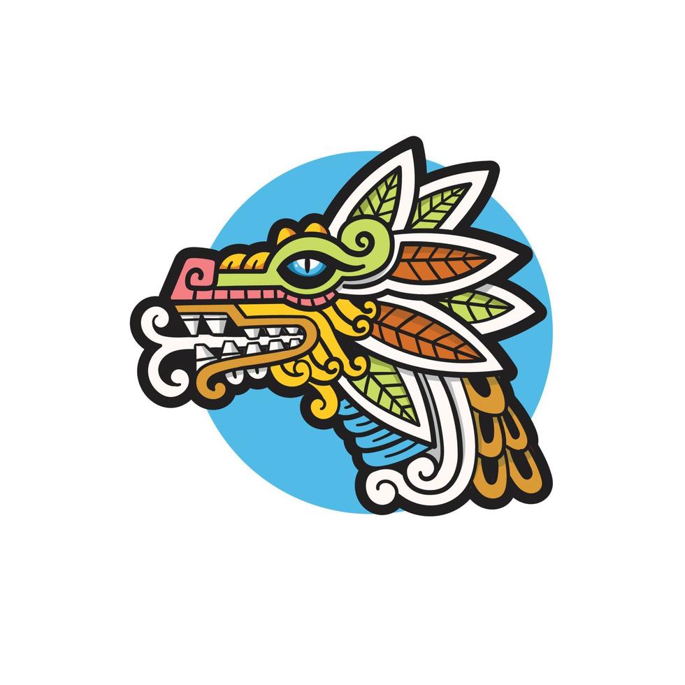 quetzalcóatl cabeza dios mexicano gráfico azteca vector