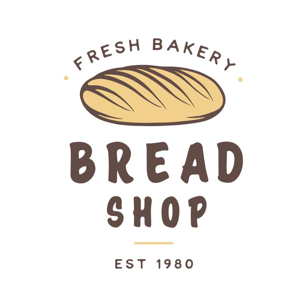 Vintage style bakery shop label, badge, emblem, logo. Vector illustration. Colorful graphic art with engraved design element. Collection of linear graphic on white background.