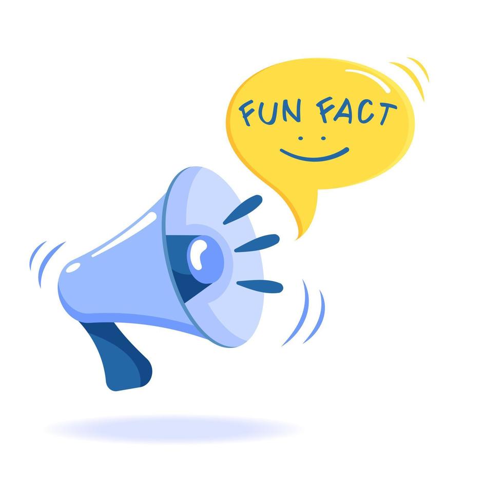 Funny facts inscription in speech bubble. Megaphone icon with alert. vector