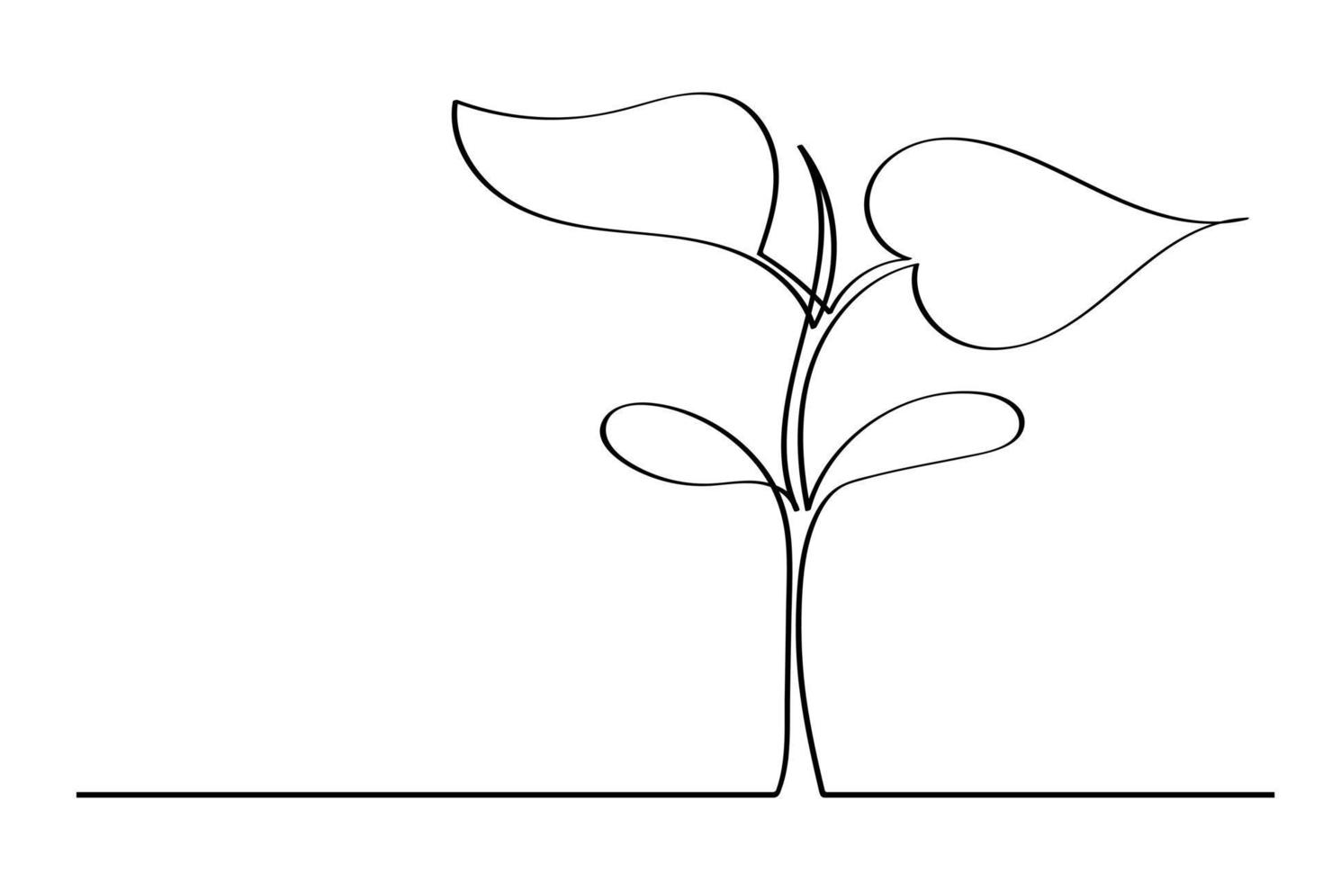 Plant drawn with a single line. Sprout in the style of minimalism. vector