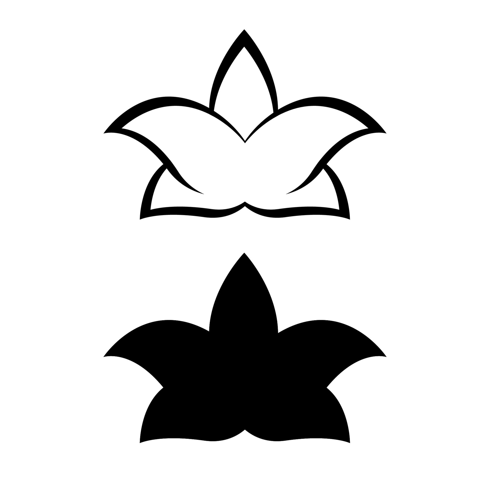 Set lilies silhouette, logo or tattoo, decorative flower isolated on