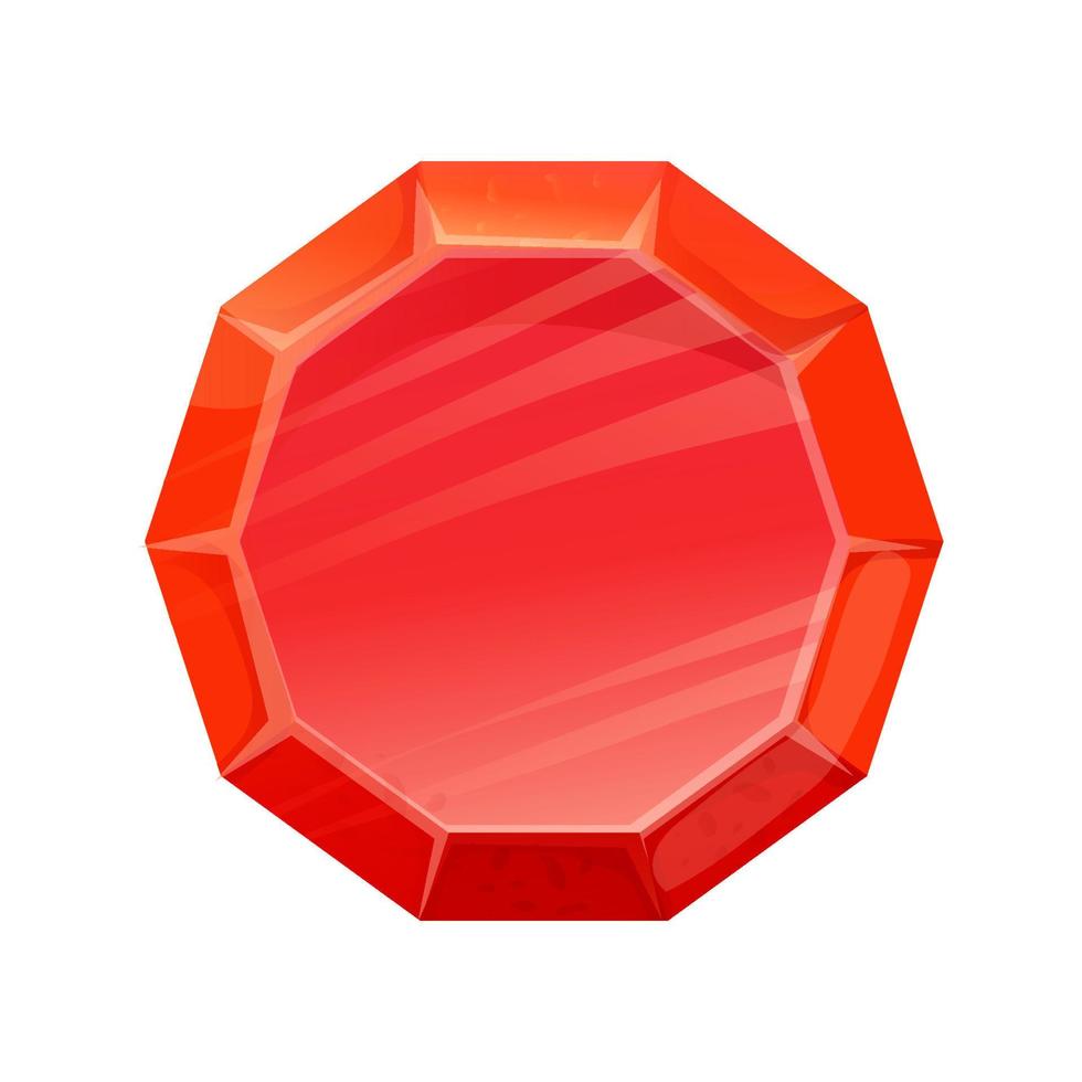 activo de juego de piedras preciosas brillantes en color rojo, joya en estilo de dibujos animados aislado sobre fondo blanco. cristal. elemento de juego ui, tragamonedas. ilustración vectorial vector