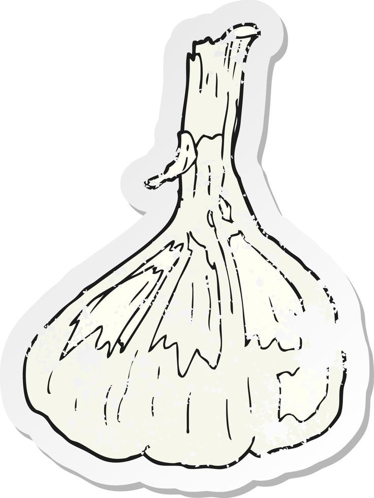 retro distressed sticker of a cartoon garlic vector