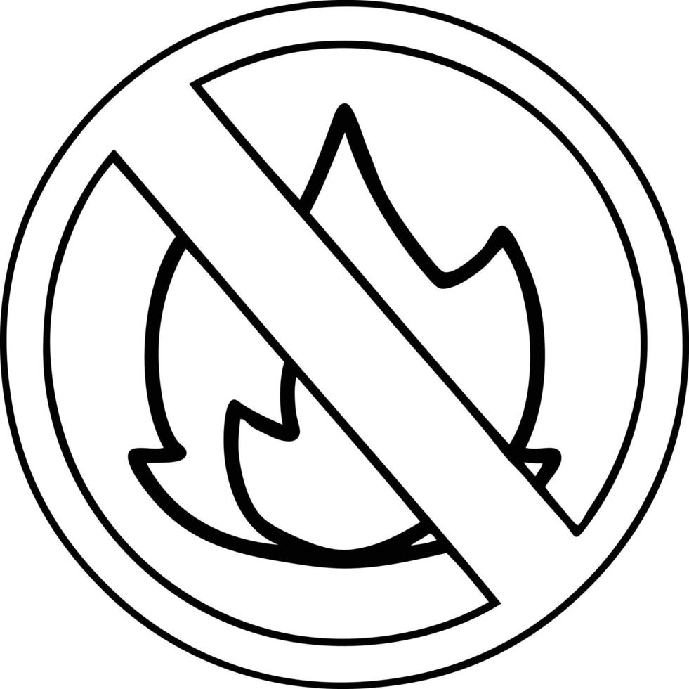 line drawing cartoon no fire allowed sign vector