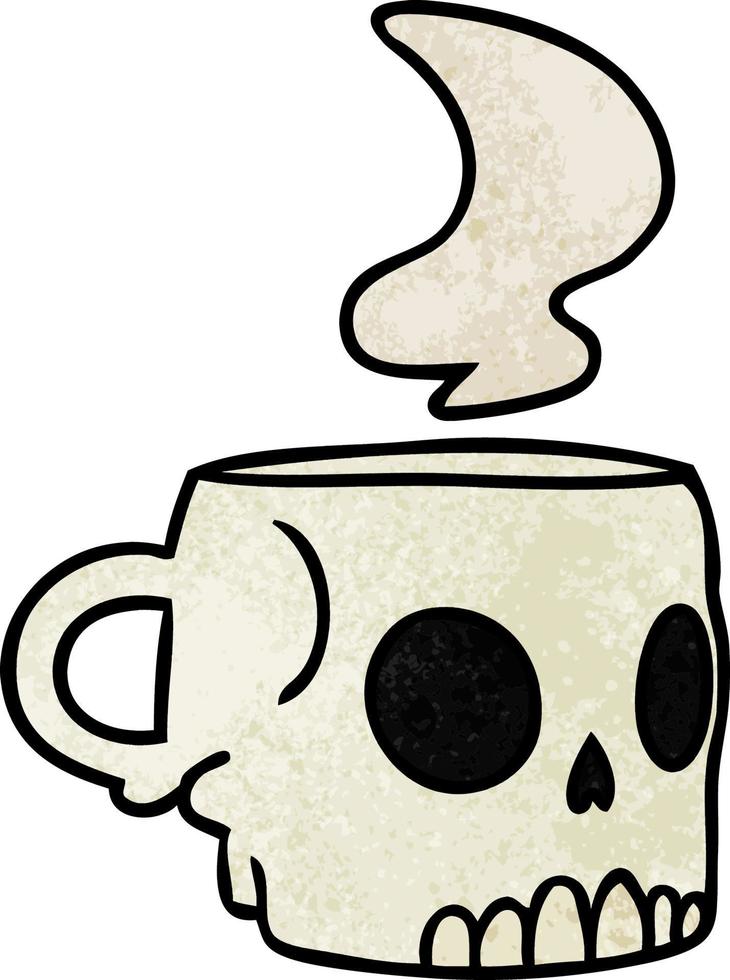 textured cartoon doodle of a skull mug vector