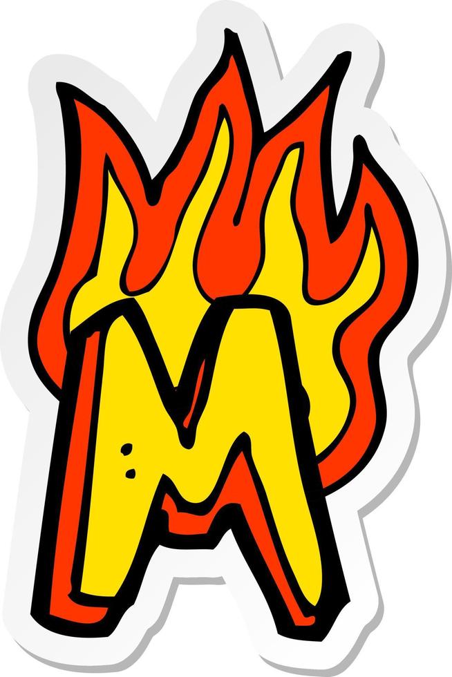 sticker of a cartoon flaming letter vector