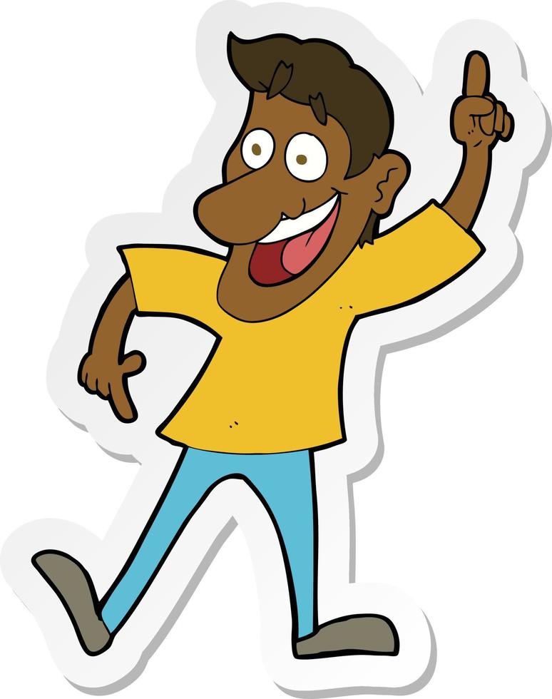 sticker of a cartoon man with great idea vector
