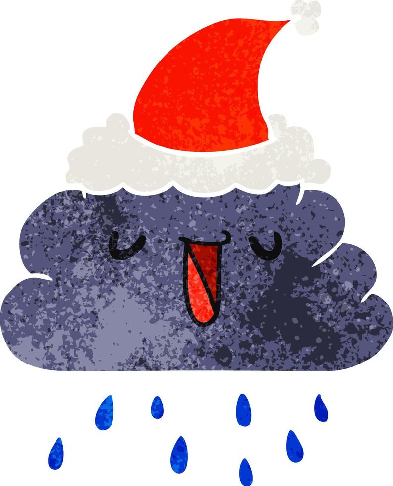 christmas retro cartoon  kawaii rain cloud vector