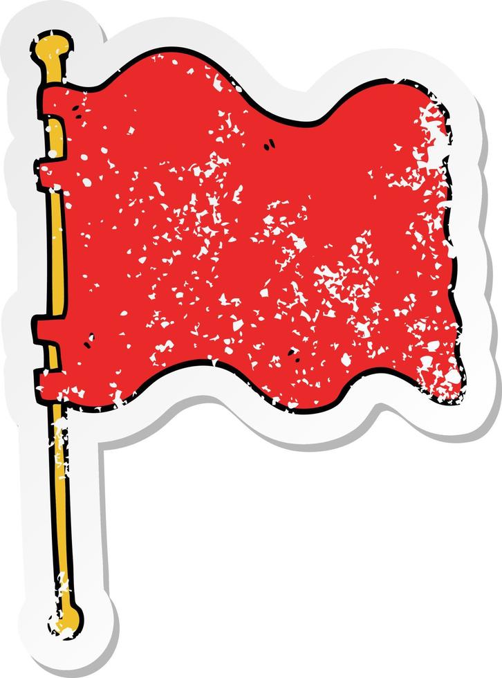pegatina angustiada de una bandera de dibujos animados vector