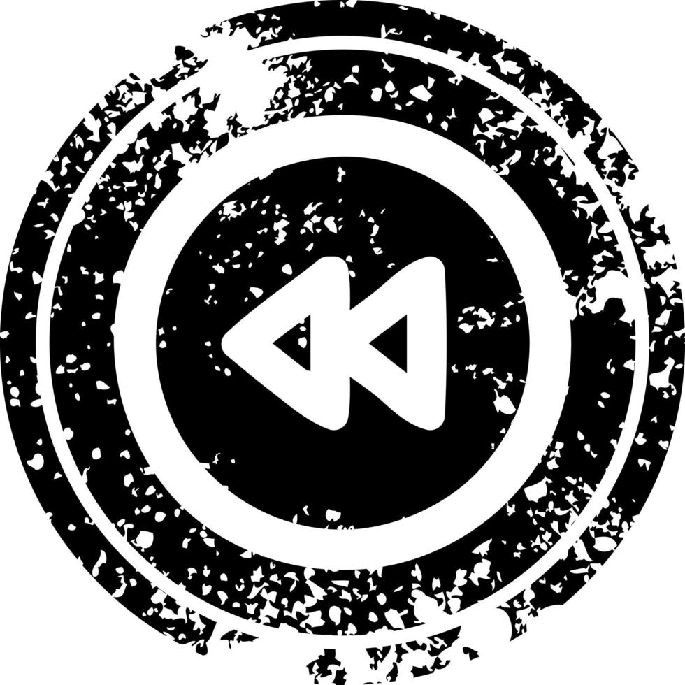 rewind button distressed icon vector