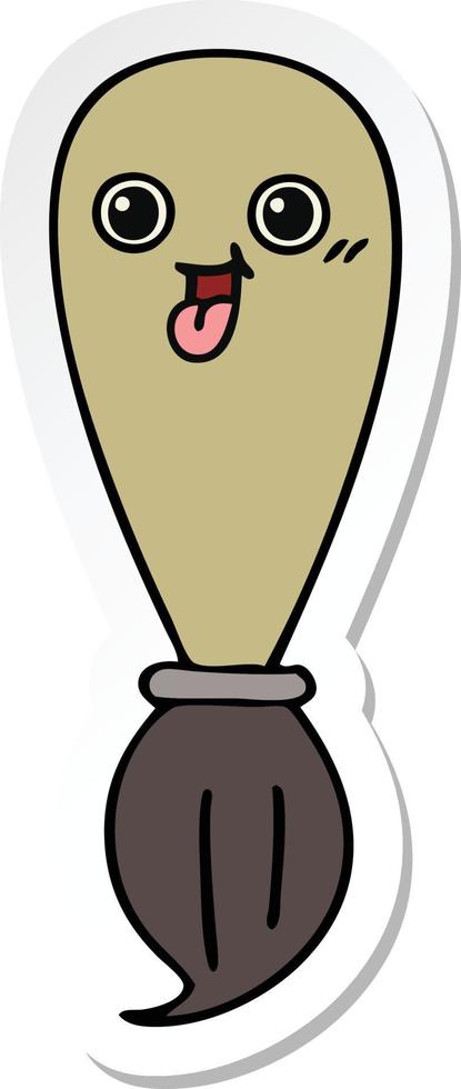 sticker of a cute cartoon paint brush vector