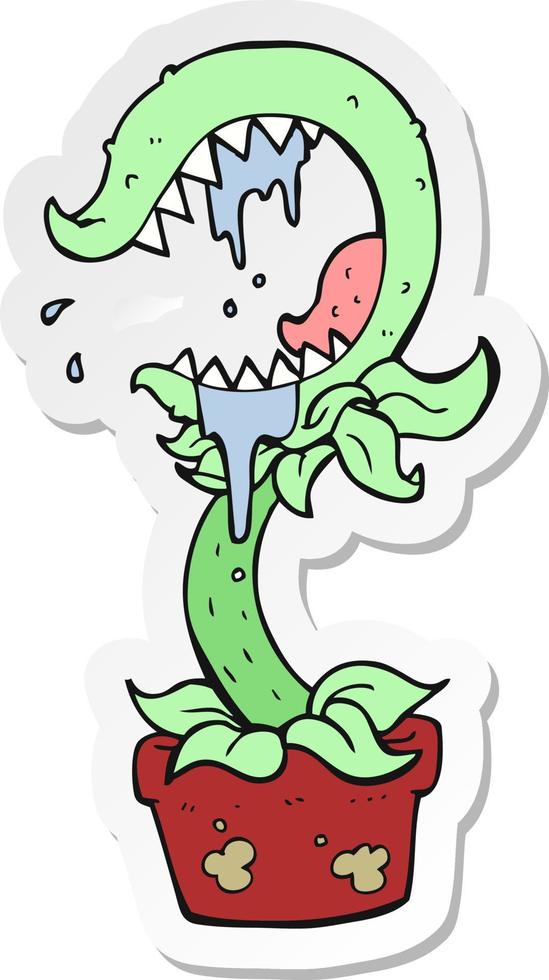 sticker of a cartoon carnivorous plant vector