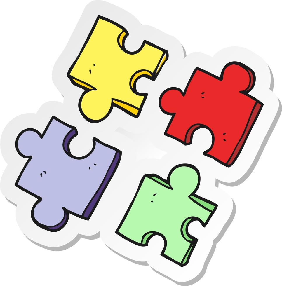 sticker of a cartoon jig saw pieces vector