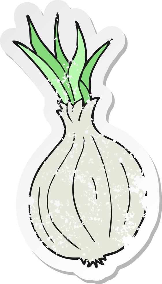 retro distressed sticker of a cartoon onion vector