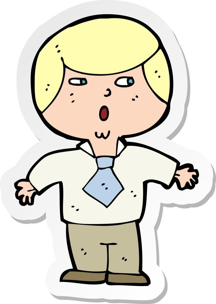 sticker of a cartoon shocked boy vector