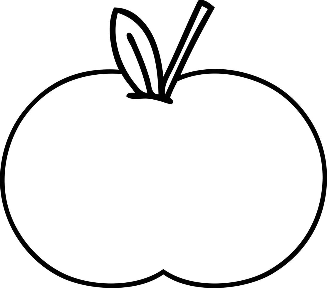 manzana jugosa de dibujos animados de dibujo lineal vector