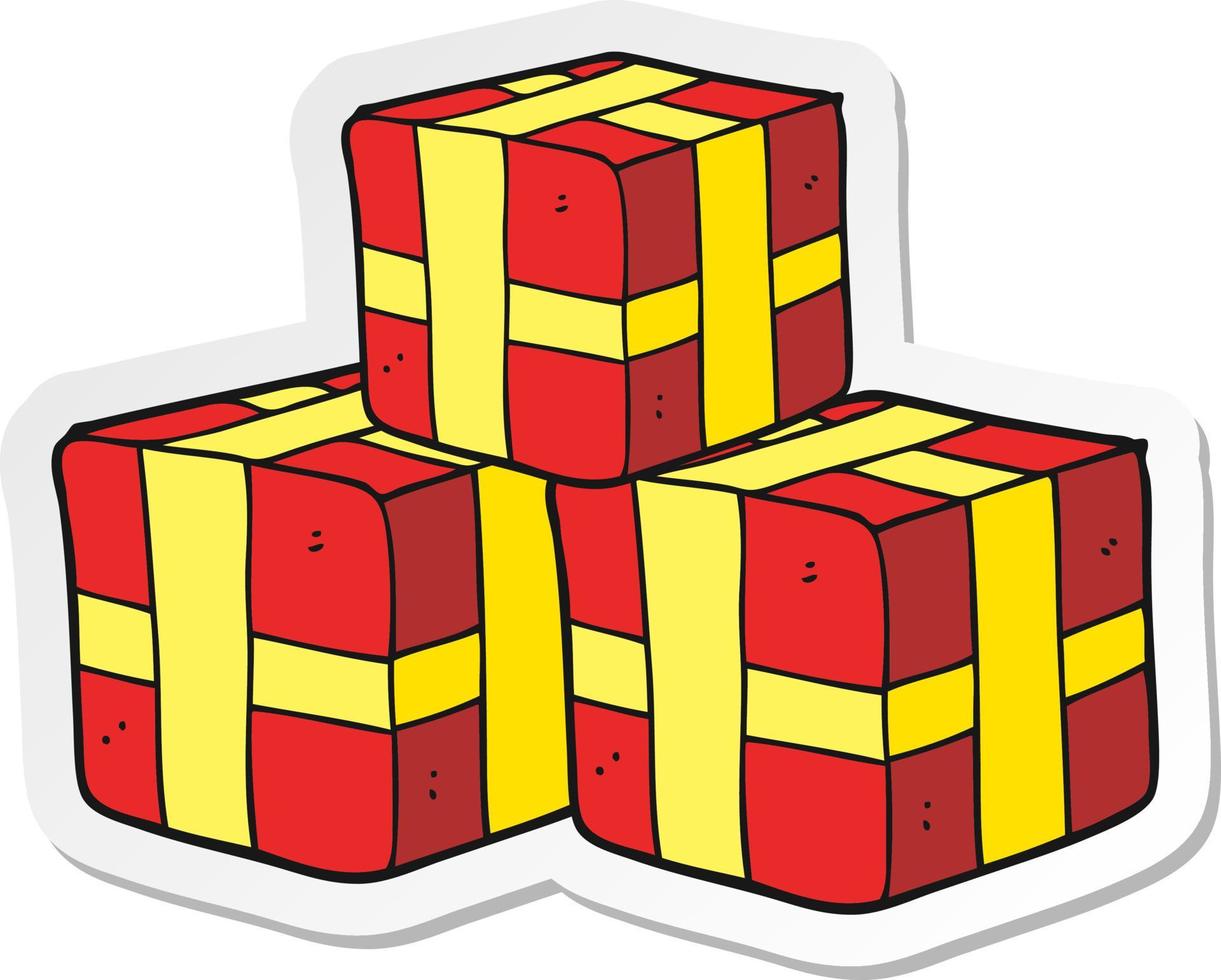 sticker of a cartoon wrapped gifts vector
