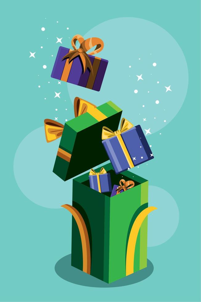 caja de regalo verde vector