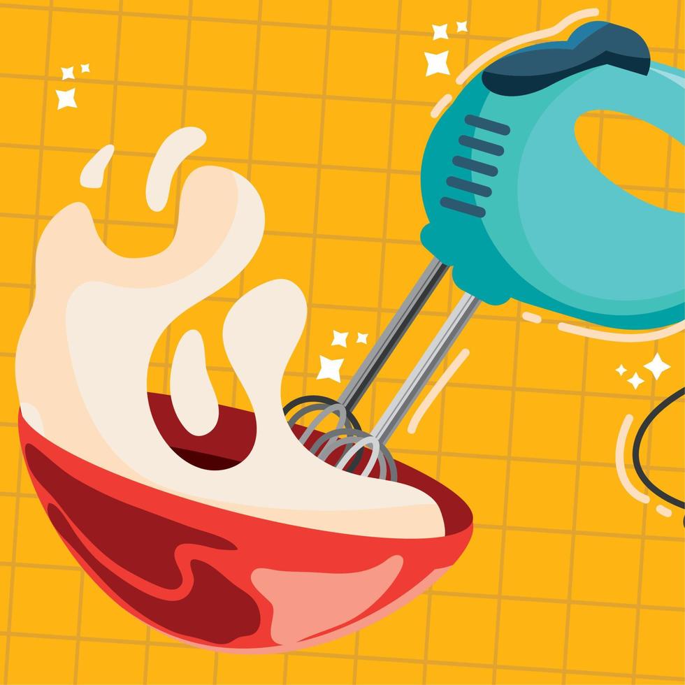 kitchen mixer with bowl vector