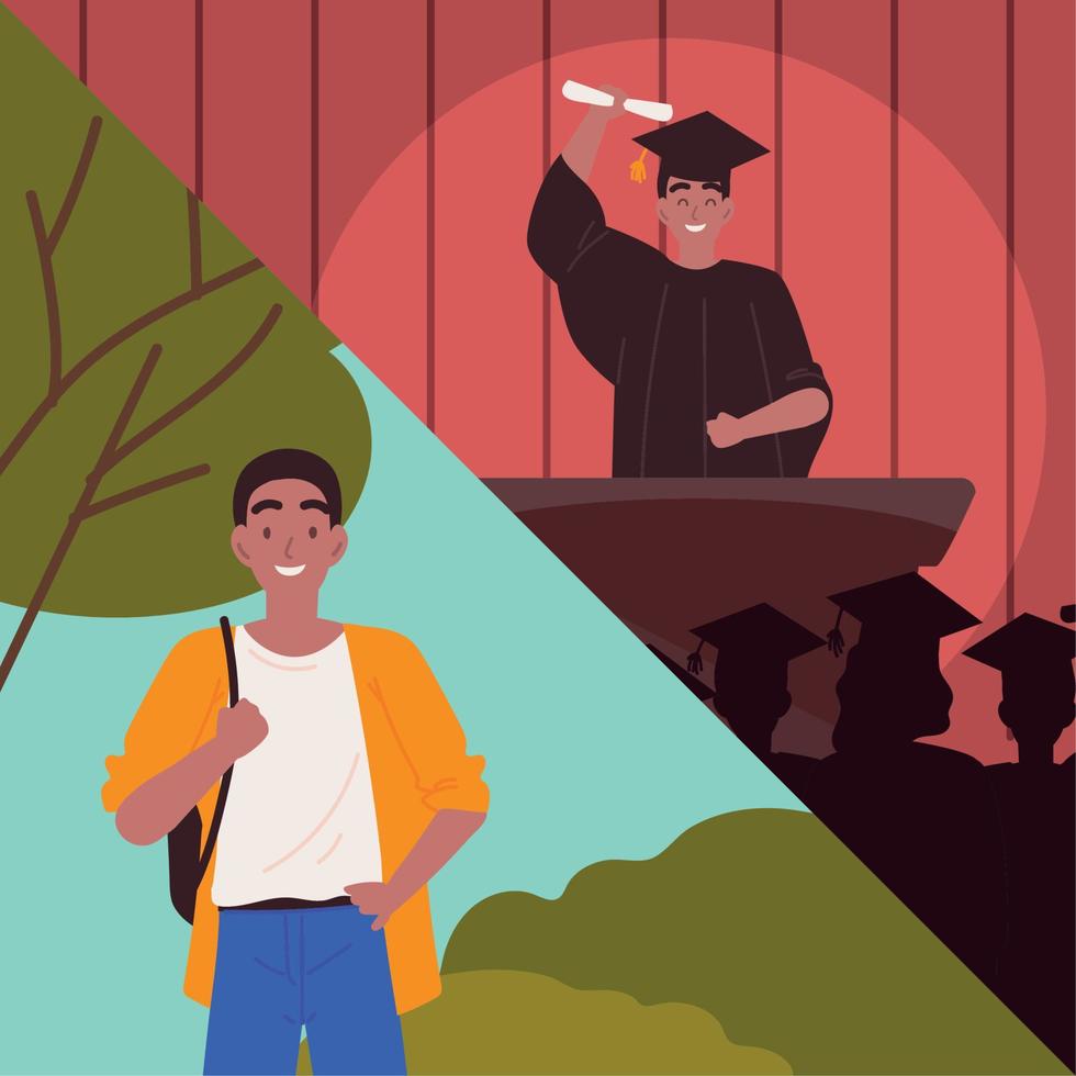 graduate man and student vector