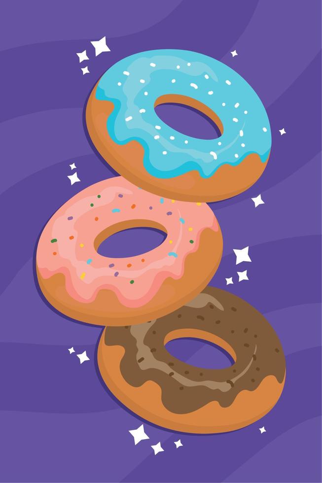 sweet donuts dessert vector
