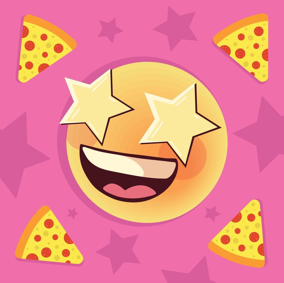 emoji and pizza vector