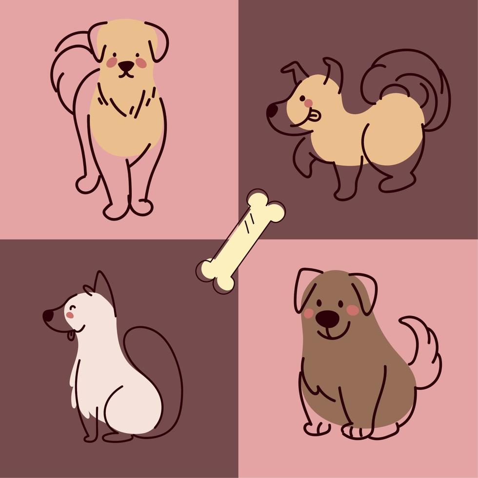 iconos, conjunto, perros vector