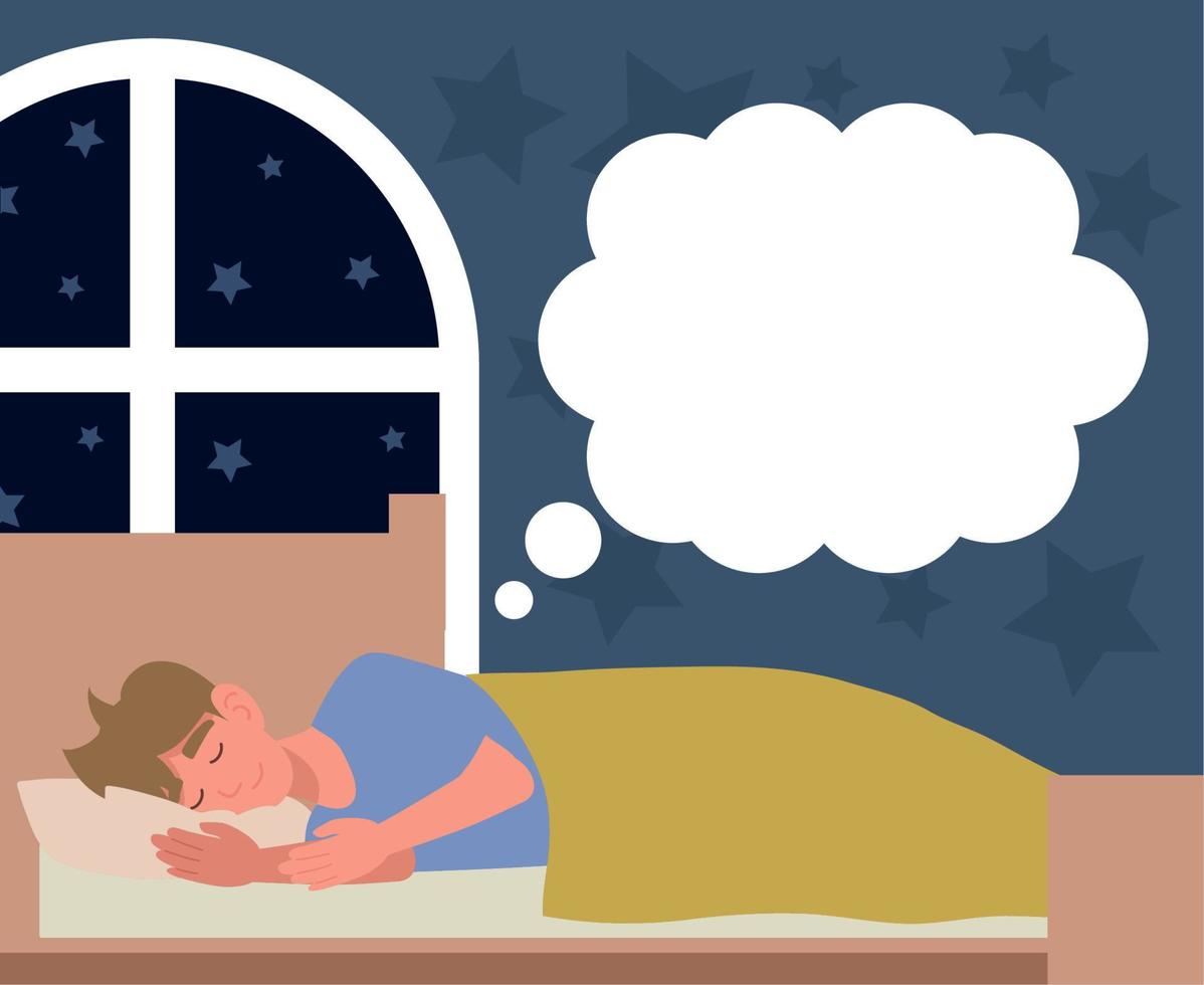 man sleeping, good night vector