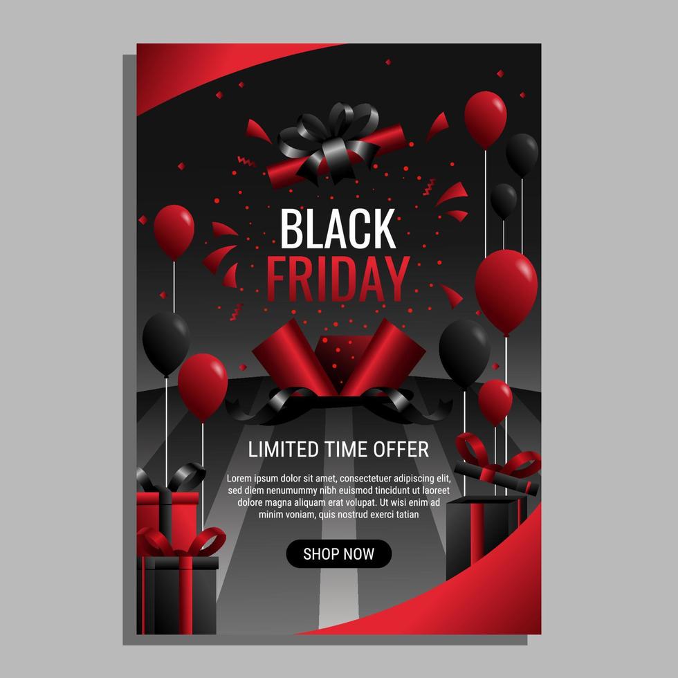 Flat Opened Box On Black Friday Poster vector